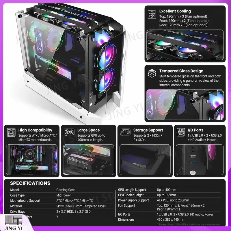 mATX Gaming PC Case Desktop Co - Gaming Hardware And Accessories 评论和价格