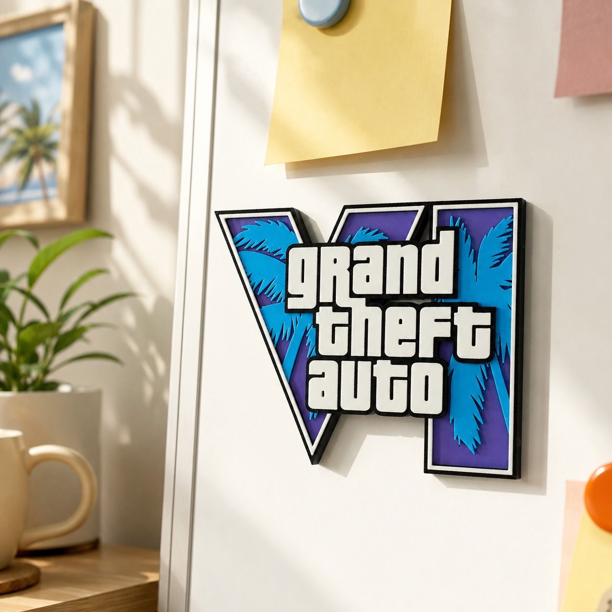 GTA6 3D Printed Logo Magnetic  - Gaming Accessories Room 评论和价格