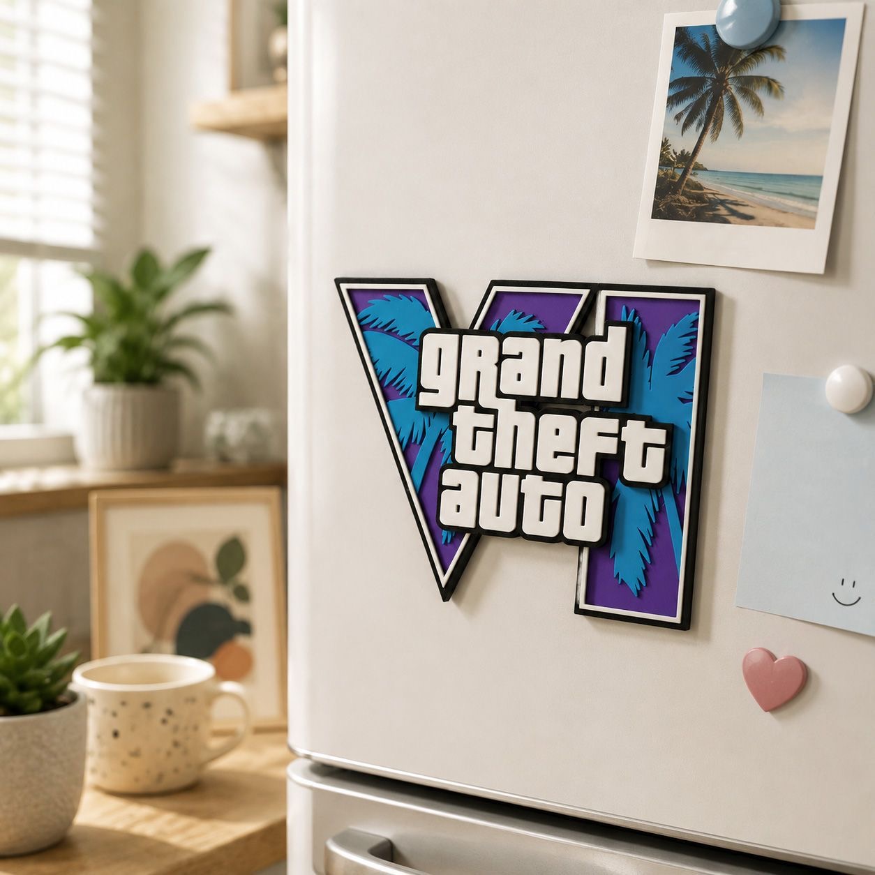GTA6 3D Printed Logo Magnetic  - Gaming Accessories Room 评论和价格